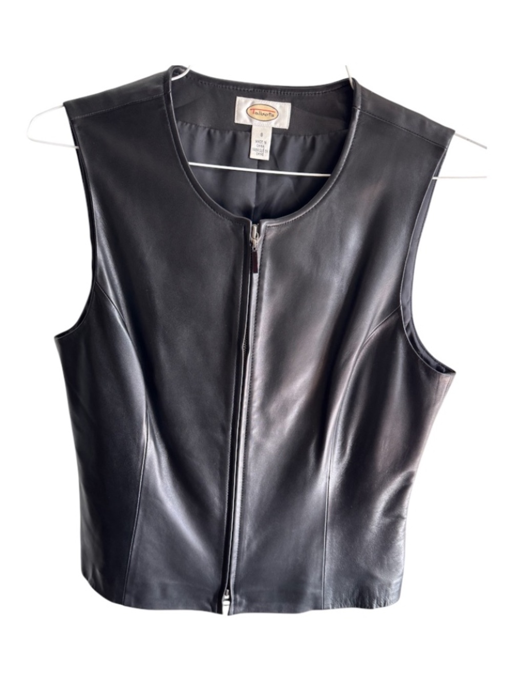Talbots Leather Black Vest Size 8